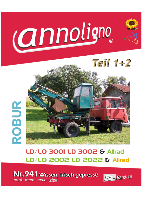 ROBUR LKW mit Diesel & Benzin Motor Typen LD/LO  mit Allrad Fahrgestelle Bild- Ersatzteilliste & Explosionszeichnungen - annoligno 941